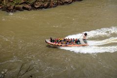 16 Argentina Tourist Boat Heads Towards Devils Throat From Brazil Narrow Trail.jpg
